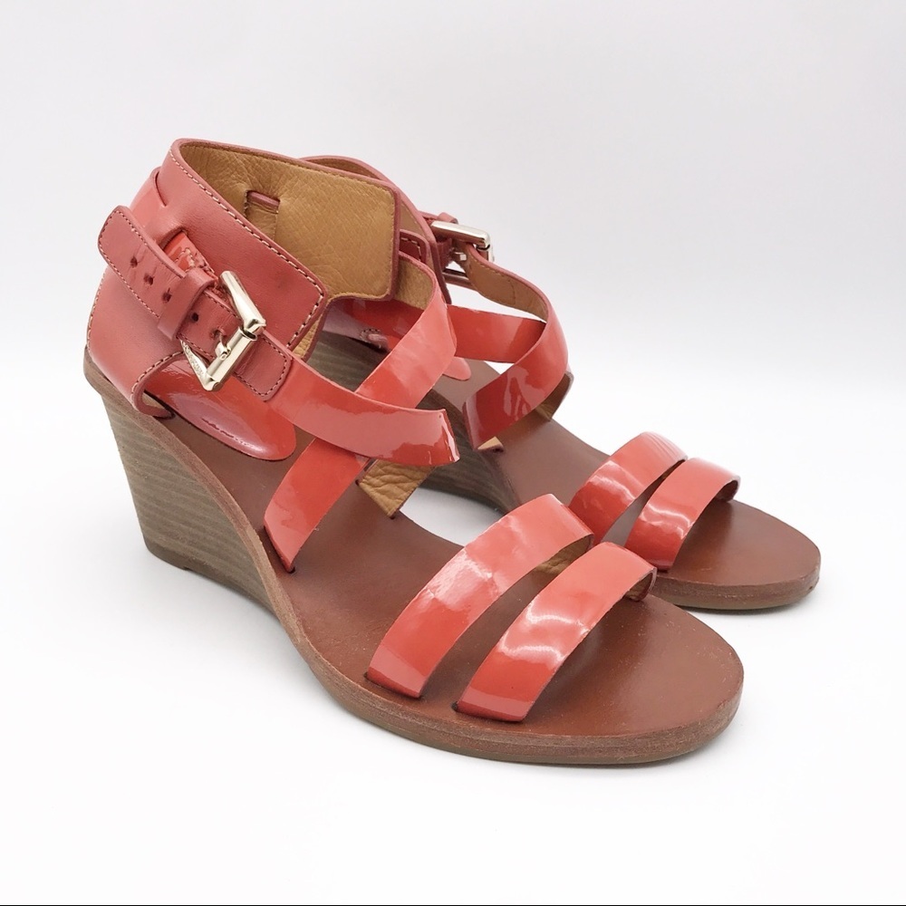 Coach‎ Prue Patent Orange Wedge Sandals Size 5 - Picture 2 of 11